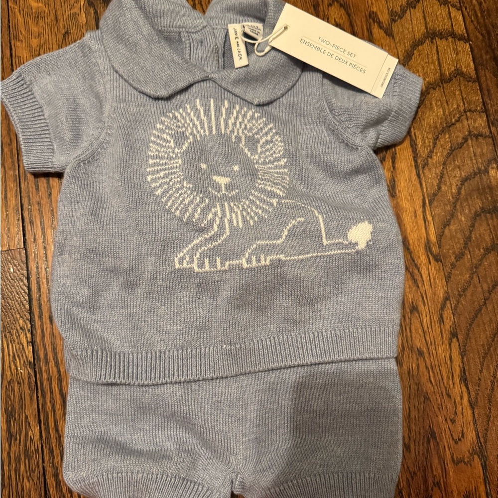 Janie and Jack Gray Knit Baby Set